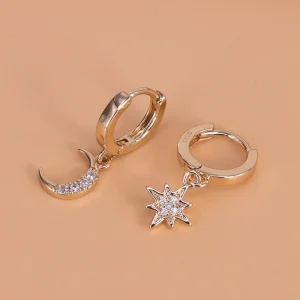 Moon & star hoop earrings