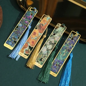 Painted metal bookmark with tassel