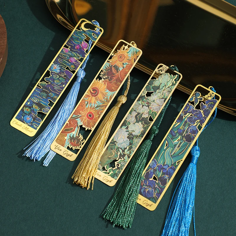 Painted metal bookmark with tassel