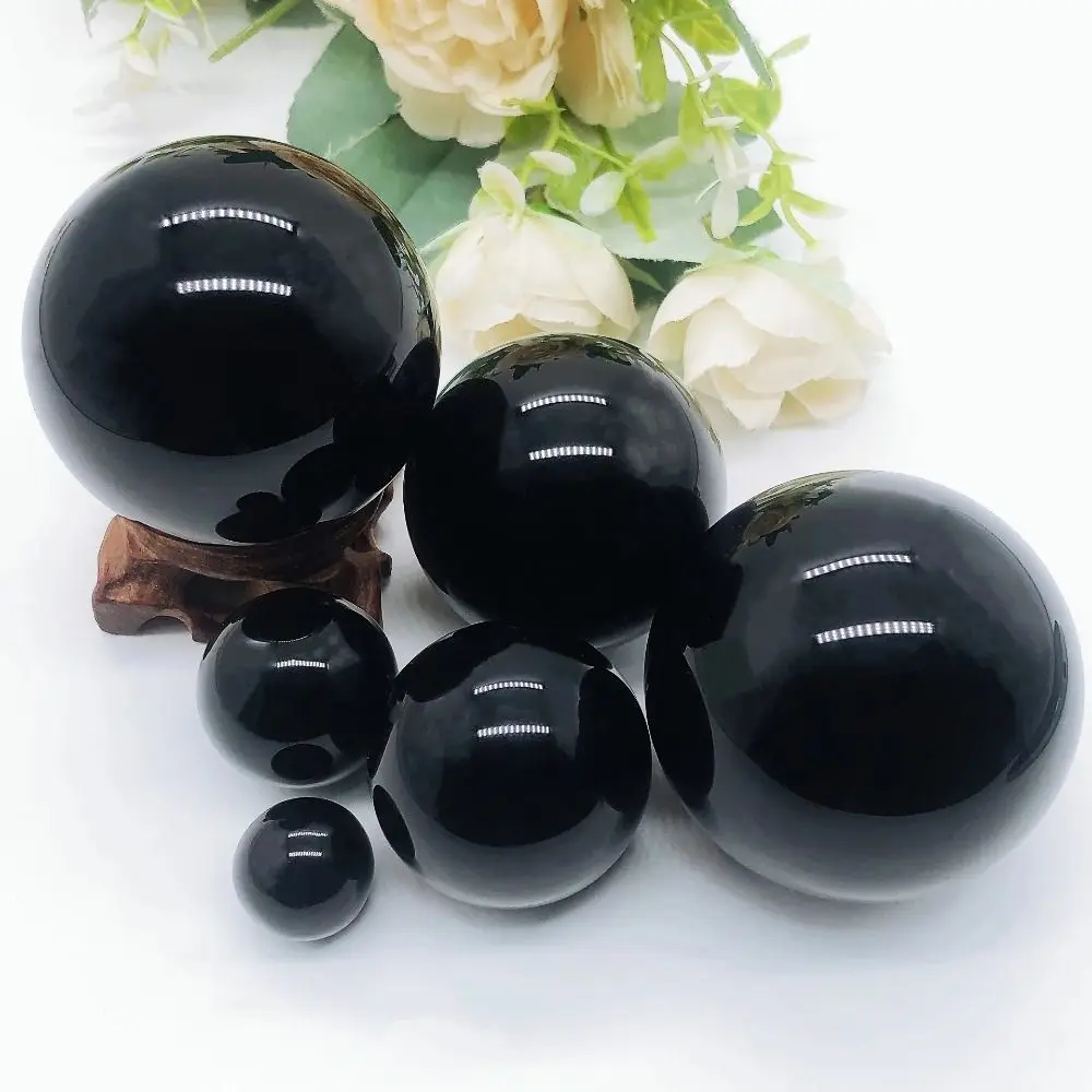 Natural obsidian crystal sphere 5