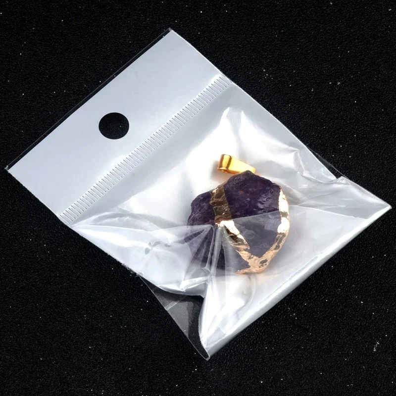 Raw crystal pendant charm in gold-tone 4