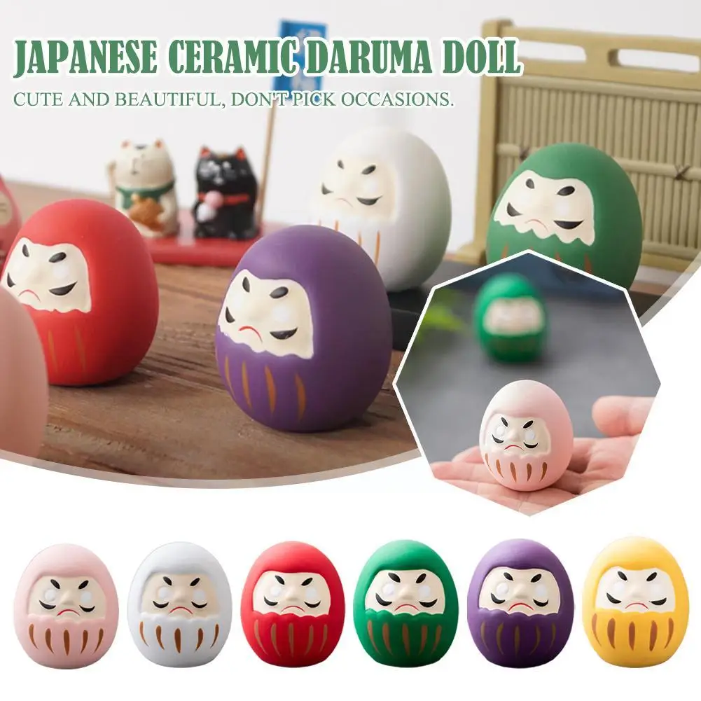 Mini ceramic daruma charm 6