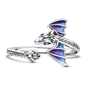 Fire dragon open ring — 925 silver 2