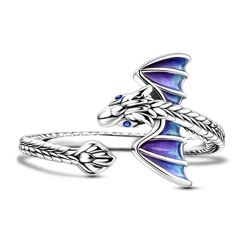 Fire dragon open ring — 925 silver 2