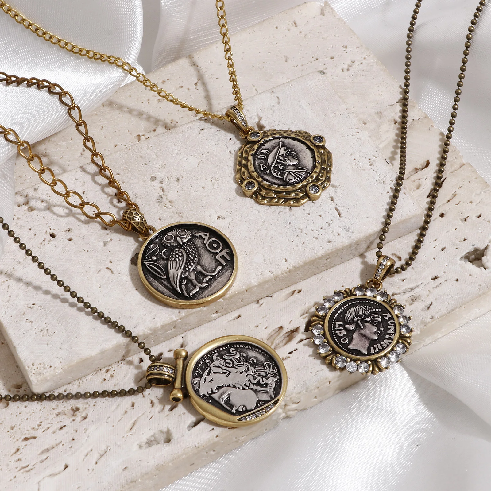 Antique bronze coin pendants 4