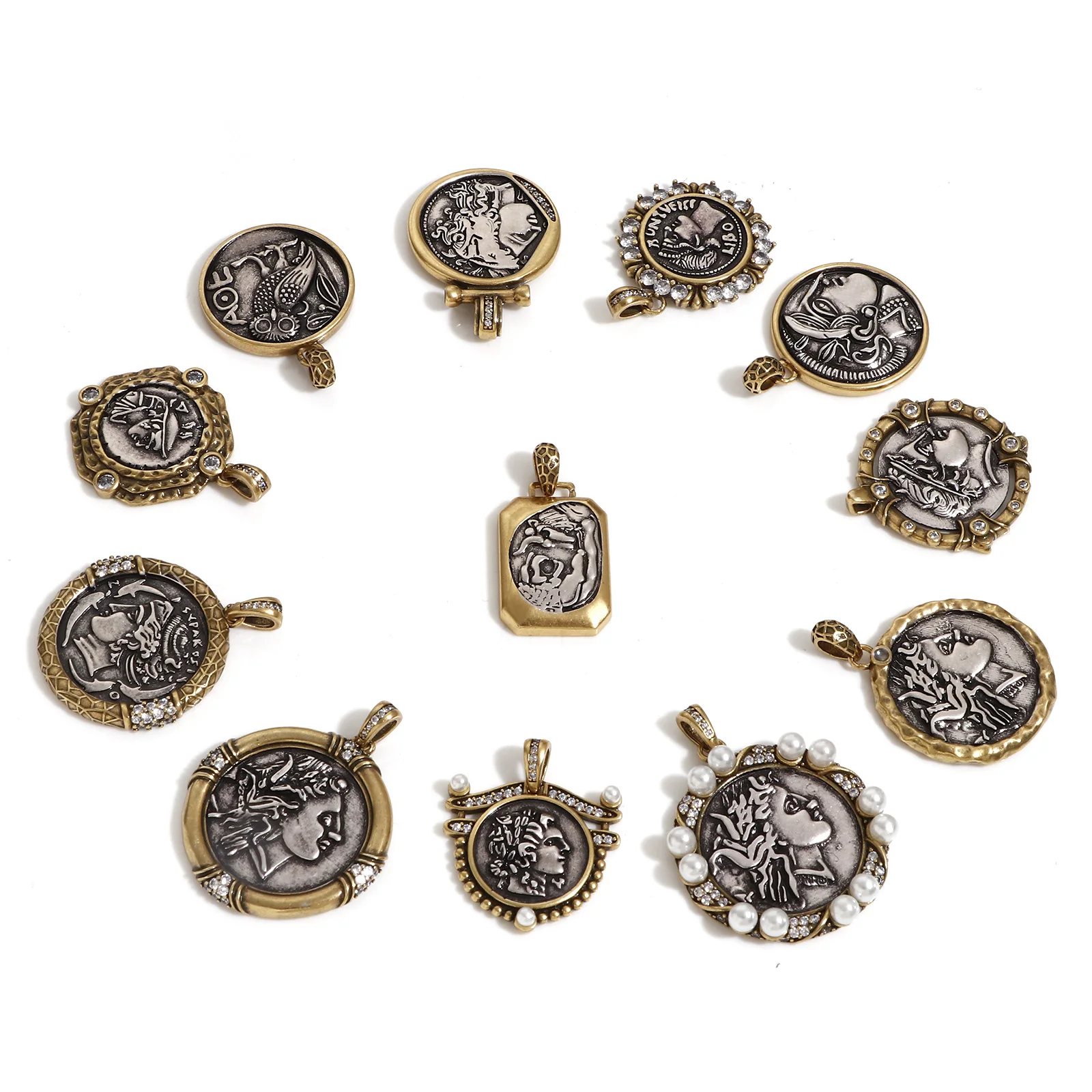 Antique bronze coin pendants 6