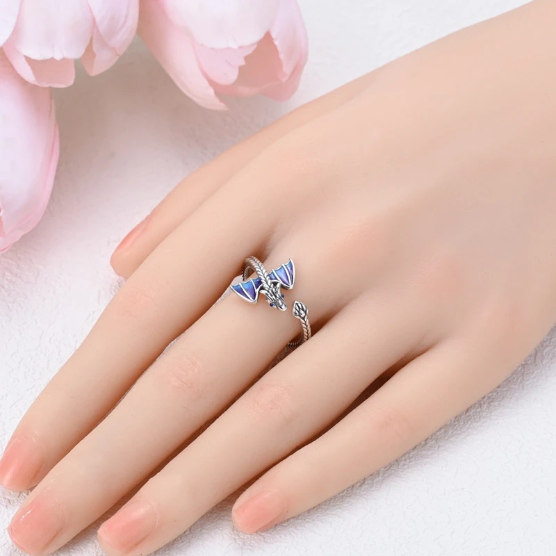 Fire dragon open ring — 925 silver 5