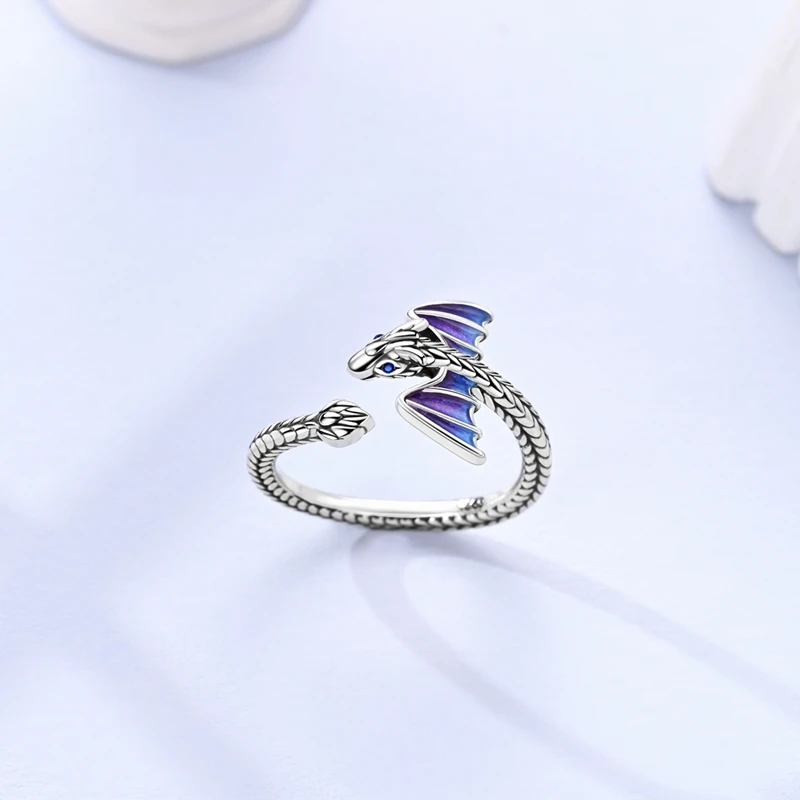 Fire dragon open ring — 925 silver 3