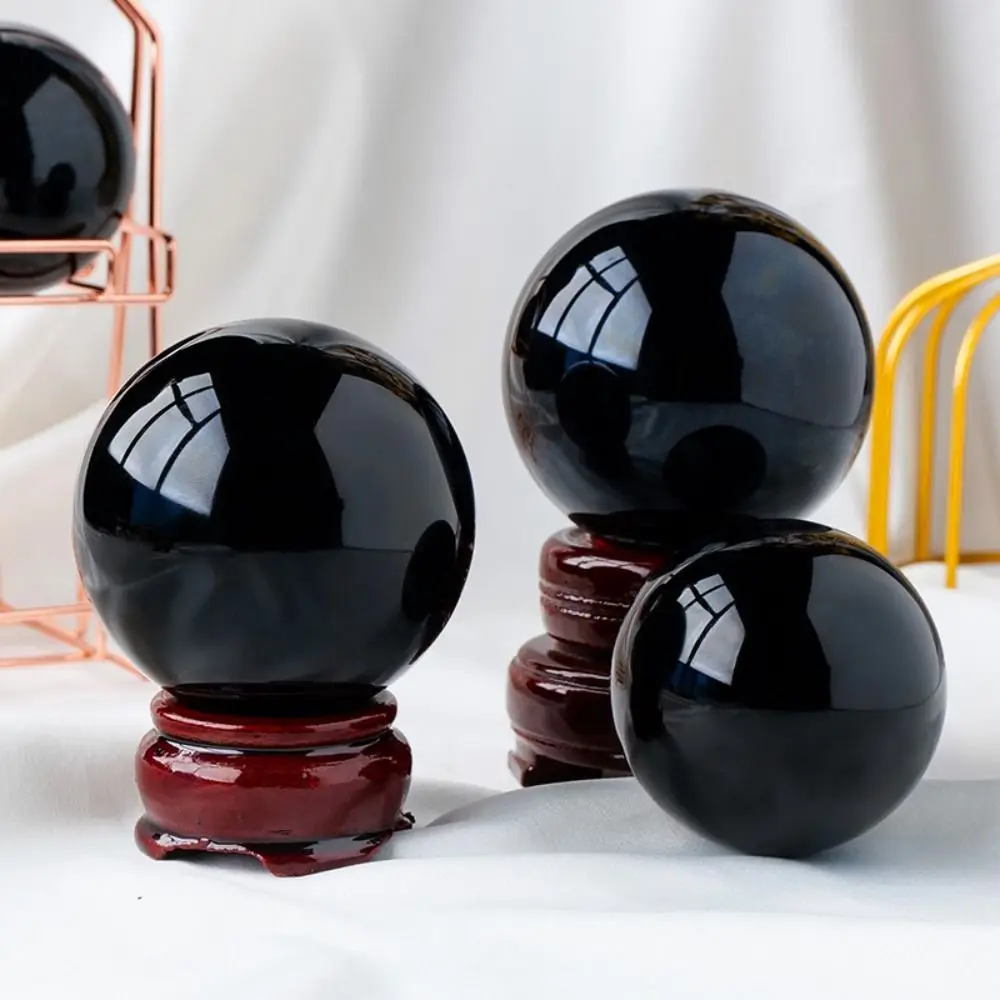 Natural obsidian crystal sphere 4