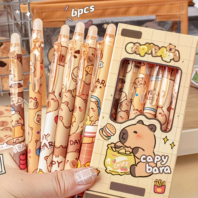 Capybara erasable gel pens — set of 6
