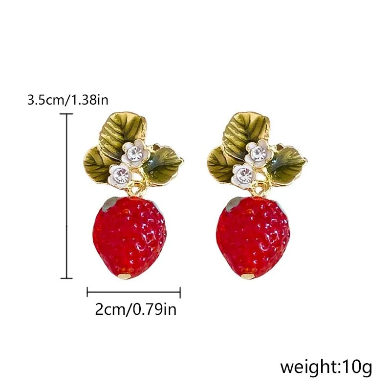 Strawberry flower drop earrings 6
