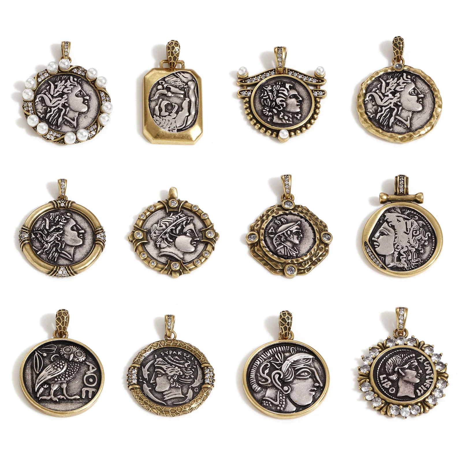 Antique bronze coin pendants