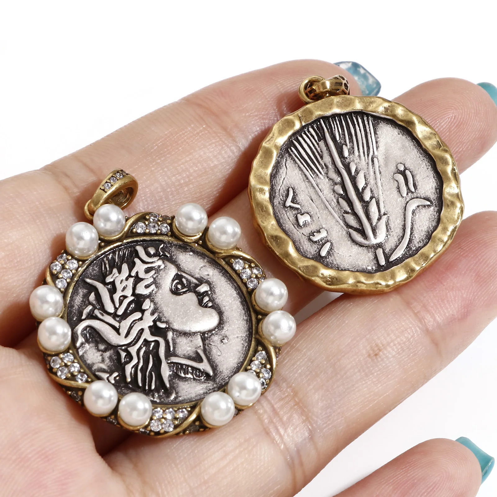 Antique bronze coin pendants 3