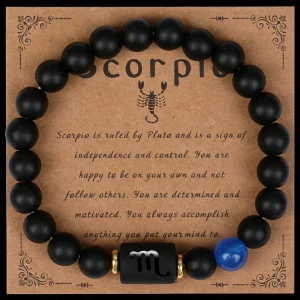 Zodiac sign bracelet on its sign card