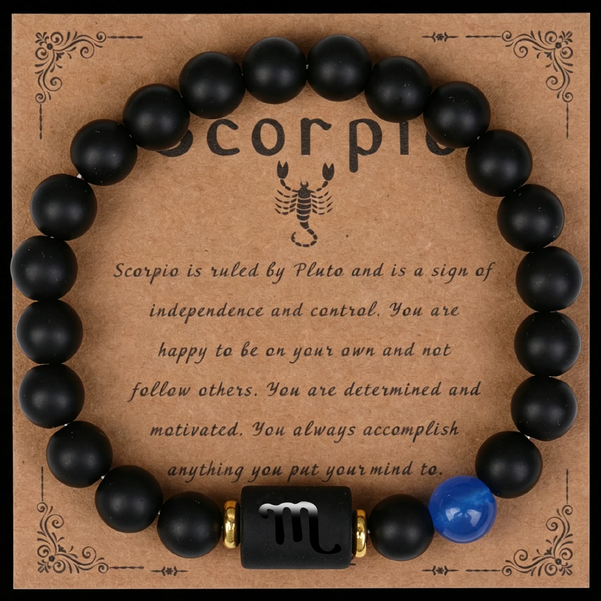 Zodiac sign bracelet on its sign card
