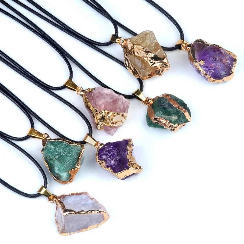Raw crystal pendant charm in gold-tone 5